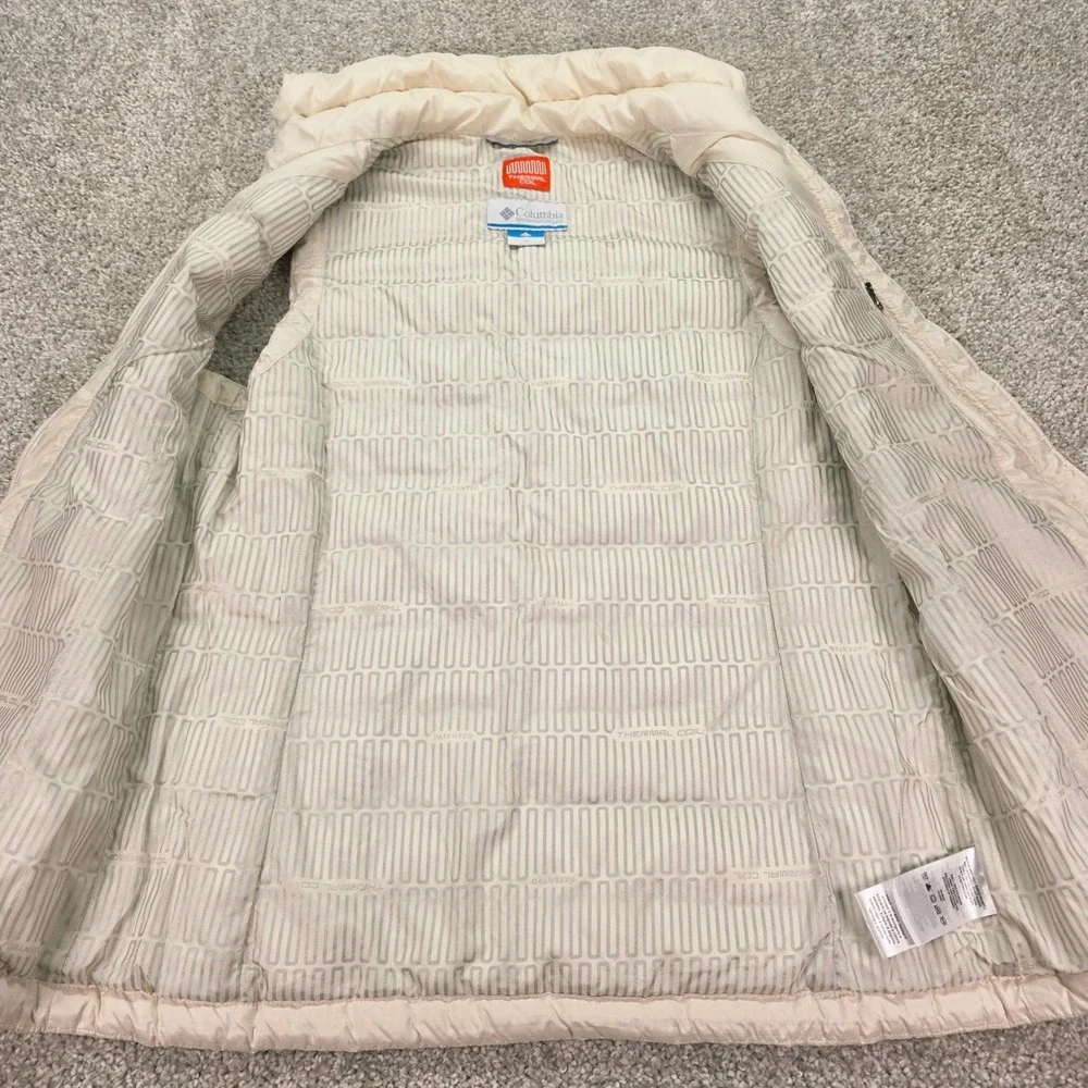 Columbia Thermal Coil Puffer Vest Womens Medium Cream Off White Quilted Full Zip
